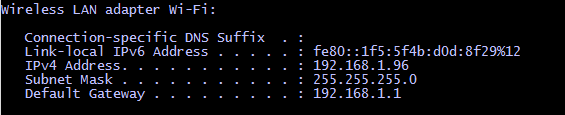 Find your IP with ipconfig